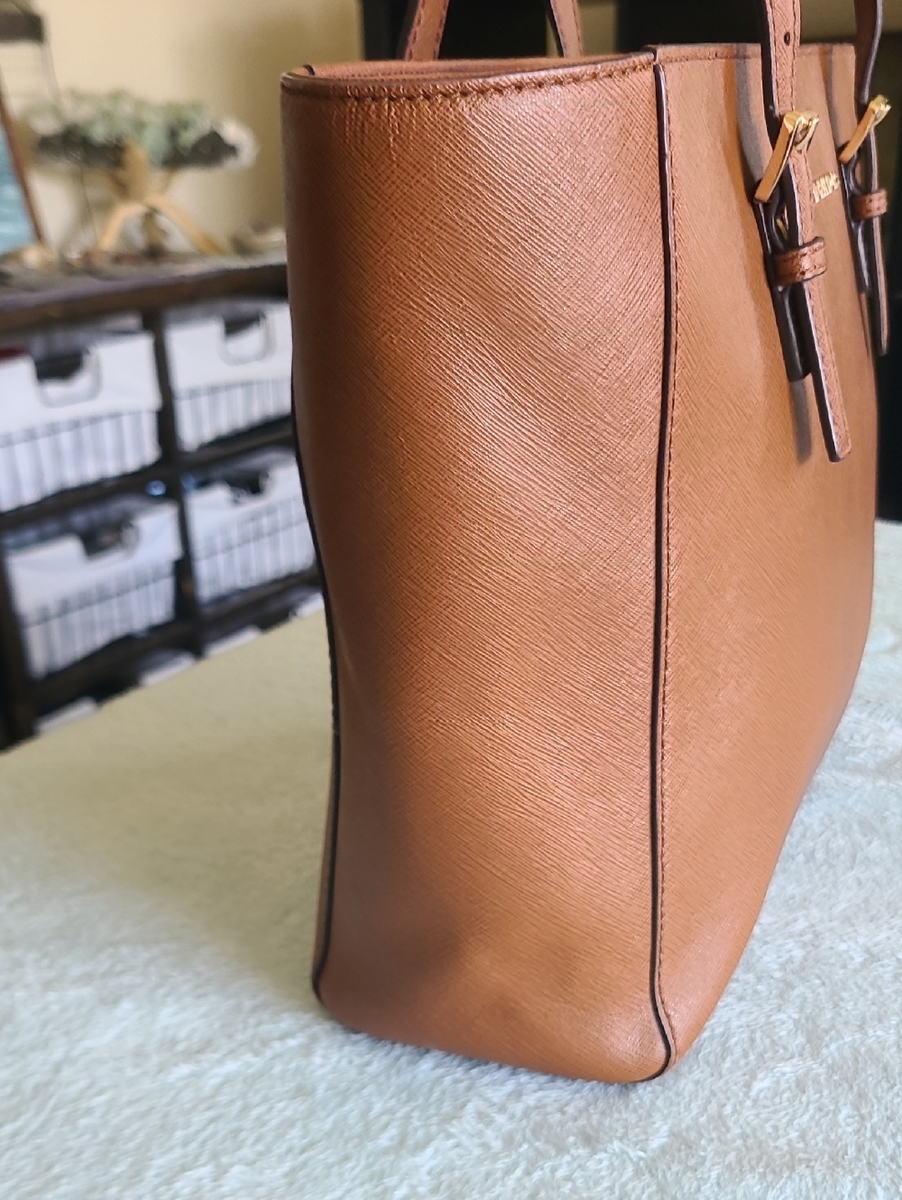 Michael Kors Brown Saffiano Leather Tote - Picture 3 of 15